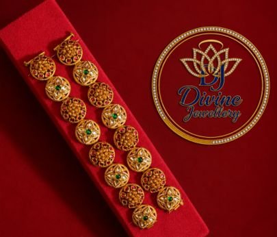 Divine Jewellery Gold Plated Silver Designer Coin Bracelet with Multicolor Stone Work