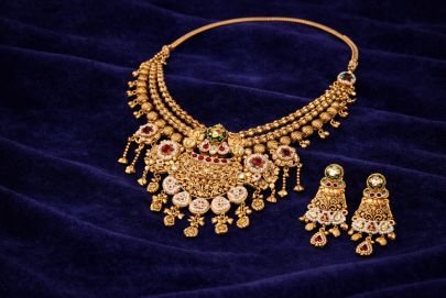 Divine Jewellery Grand Antique Temple Choker Set with Kundan Detailing & Pearl Drops in 92.5 Silver with Gold Plating