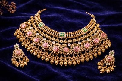Divine Jewellery Grand Antique Kundan Bridal Choker Set with Multi-Layer Drops & Statement Earrings in 92.5 Silver with Gold Plating