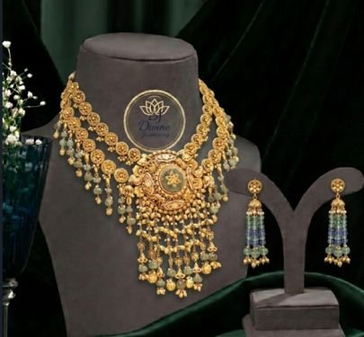 Divine Jewellery Grand Temple Necklace Set for Women | Gold Plated Silver Bridal Statement Haram with Jhumka Earrings | Traditional Ethnic Jewellery
