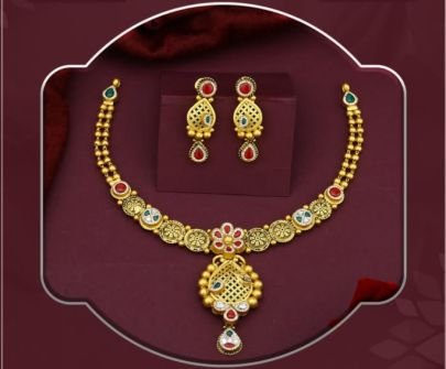 Divine Jewellery – Handcrafted 92.5 Sterling Silver Gold Plated Temple Necklace Set with Kemp Stones