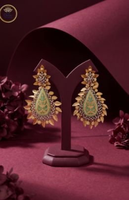 Divine Jewellery Heritage Filigree Teardrop Designer Earrings with Gold Plating