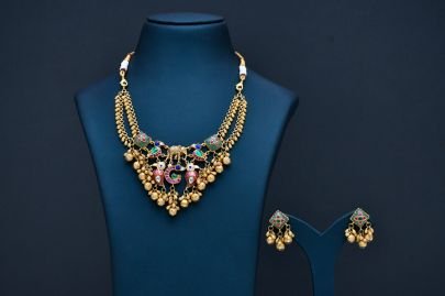 Divine Jewellery Heritage Peacock Temple Short Necklace Set