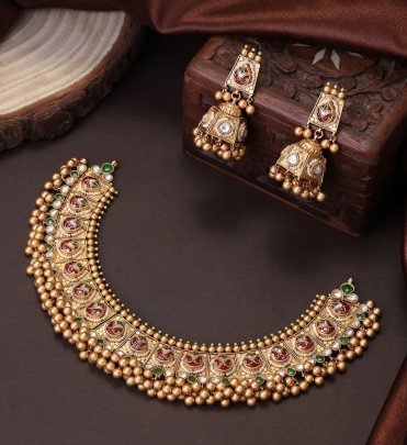 Divine Jewellery Lakshmi Antique Temple Bridal Choker Set
