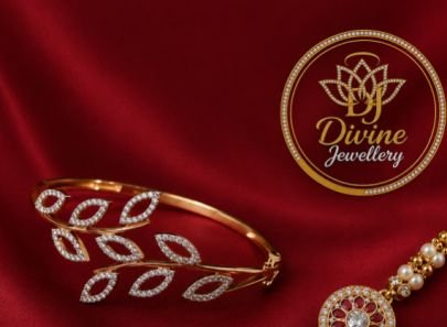 Divine Jewellery Leaf Design Diamond Kada Bracelet for Women | Gold Plated Silver Base Elegant Open Cuff Bangle