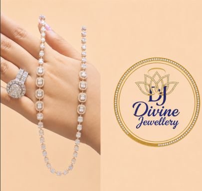 Divine Jewellery Luxury Tennis Necklace for Women | Rose Gold Plated Silver Necklace with Premium American Diamonds