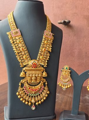 Divine Jewellery Maharani Temple Coin Haram Bridal Necklace Set