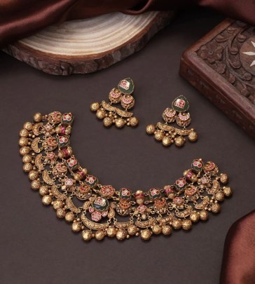 Divine Jewellery Meenakshi Temple Antique Bridal Choker Set