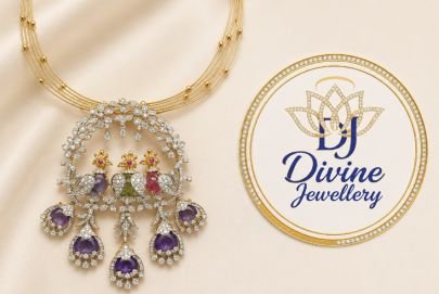 Divine Jewellery Multicolor Bird Design Victorian Pendant Necklace | 92.5 Silver Gold Plated CZ Statement Jewellery