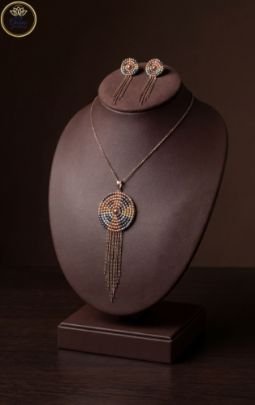 Divine Jewellery Multitone Beaded Designer Pendant Necklace Set with Tassel Chains