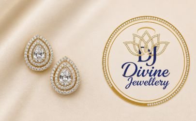 Divine Jewellery Pear Shape CZ Stud Earrings | 92.5 Silver Gold Plated Teardrop Designer Earrings for Women