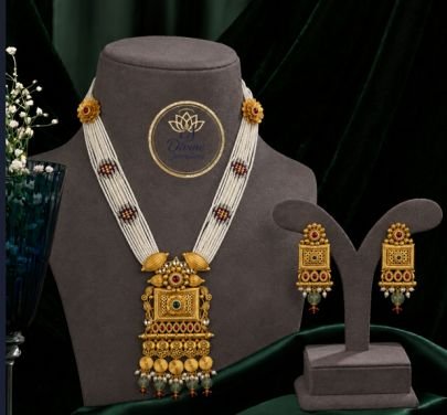 Divine Jewellery Pearl Multi Strand Pendant Necklace Set with Earrings for Women | 92.5 Silver Gold Plated Traditional Jewellery
