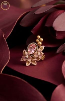 Divine Jewellery Pink Crystal Floral Designer Statement Ring