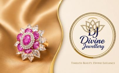 Divine Jewellery Pink Ruby Floral Cocktail Ring for Women | 92.5 Silver Gold Plated Ring | CZ Diamond Statement Ring | Luxury Designer Flower Ring