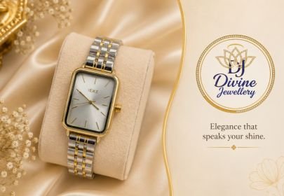 Divine Jewellery Premium Two Tone Stainless Steel Analog Wrist Watch for Women | Gold & Silver Designer Watch