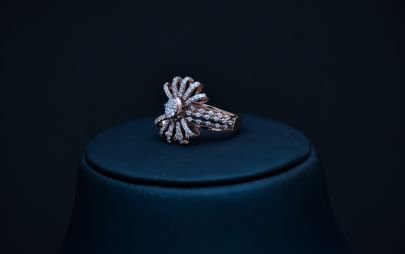 Divine Jewellery Radiant Bloom Diamond-Studded Statement Ring