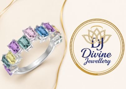 Divine Jewellery Rainbow Emerald Cut Ring | 92.5 Silver | Multicolor Gemstone Statement Ring for Women