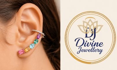 Divine Jewellery Rainbow Stone Ear Cuff Earrings for Women | Silver Finish Designer Multi Color Ear Climber