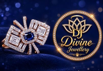 Divine Jewellery Rose Gold Blue Sapphire Designer Ring (92.5 Silver Rose Gold Plated)