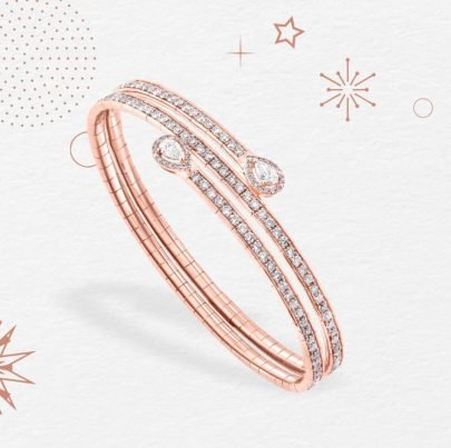 Divine Jewellery Rose Gold Crystal Twin Motif Designer Bracelet