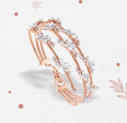 Divine Jewellery Rose Gold Crystal Floral Multi-Layer Bracelet