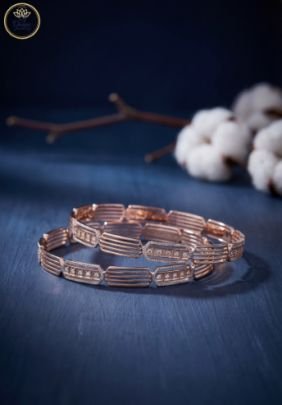 Divine Jewellery Rose Gold Crystal Link Designer Bangle Set