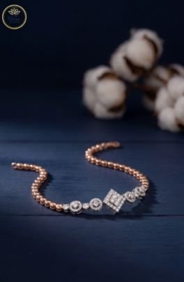 Divine Jewellery Rose Gold Diamond Style Designer Charm Bracelet