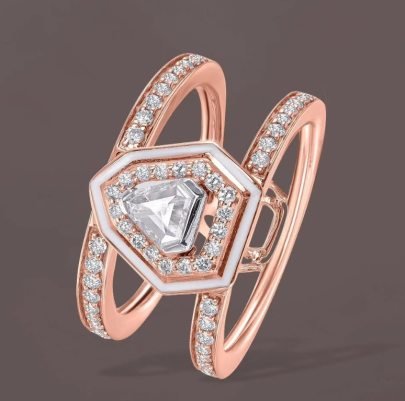 Divine Jewellery Rose Gold Geometric Crystal Designer Statement  RING