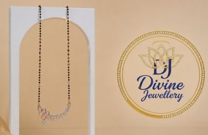 Divine Jewellery Rose Gold Plated 92.5 Silver CZ Black Beaded Designer Mangalsutra for Women