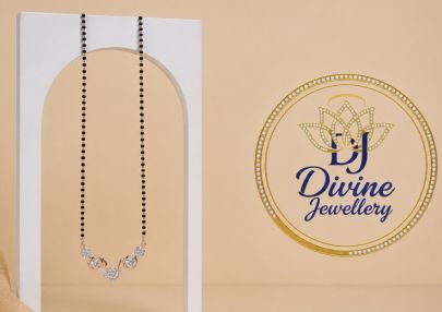 Divine Jewellery Rose Gold Plated 92.5 Silver CZ Black Beaded Minimalist Mangalsutra for Women