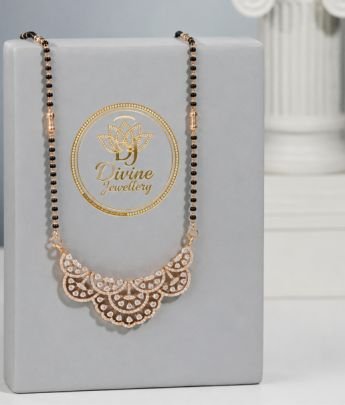Divine Jewellery Rose Gold Plated CZ Mangalsutra Necklace for Women | 92.5 Silver Base Designer Daily Wear Mangalsutra