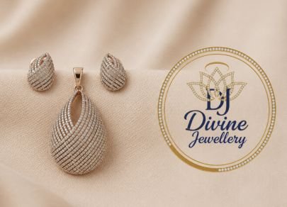 Divine Jewellery Rose Gold Plated Leaf Design CZ Pendant Set | 92.5 Silver