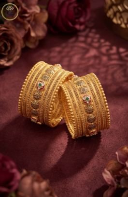 Divine Jewellery Royal Antique Temple Carved Bridal Kada Bangle Set