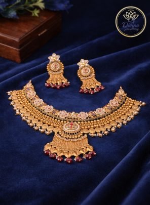 Divine Jewellery Royal Heritage Coin Choker Necklace Set with Red Bead Drops