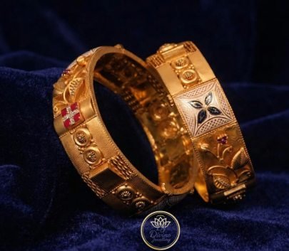 Divine Jewellery Royal Heritage Antique Engraved Kada Bangles Pair