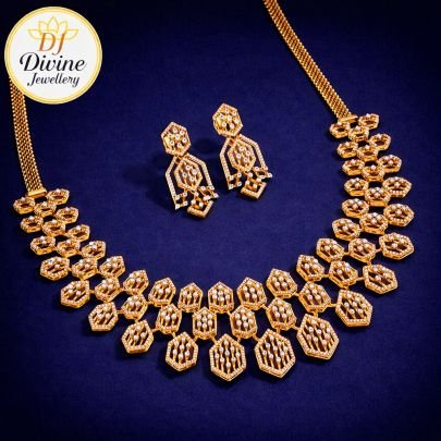 Divine Jewellery Royal Hexa Cascade Designer Necklace Set