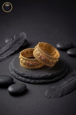 Divine Jewellery Royal Kundan Heritage Antique Gold Bridal Bangles (Pair)