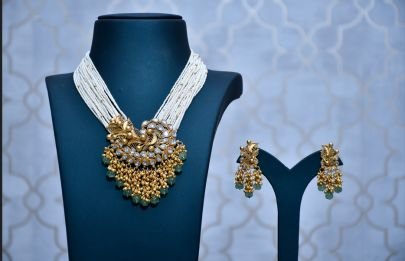 Divine Jewellery Royal Polki Floral Pearl Collar Necklace Set