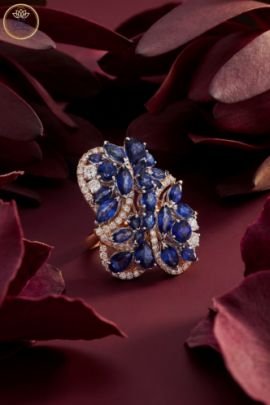 Divine Jewellery Royal Sapphire Floral Diamond Style Statement Ring