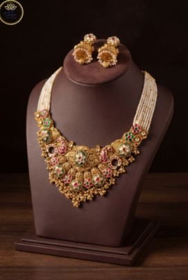 Divine Jewellery Royal Temple Pearl Bridal Choker Necklace Set