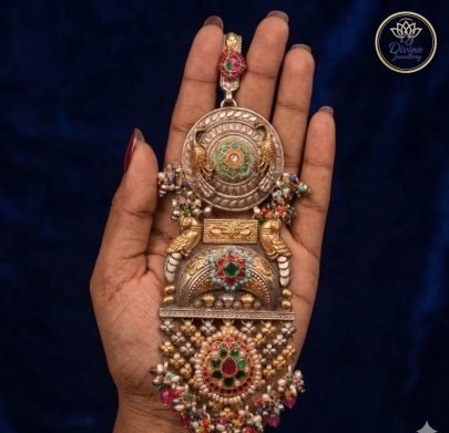 Divine Jewellery Royal Temple Peacock Waist Judaa Ornament with Multicolor Beads