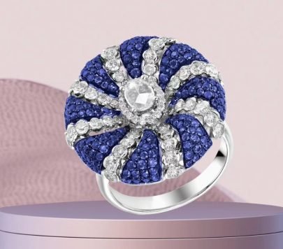 Divine Jewellery Sapphire Crystal Floral Designer Statement Ring