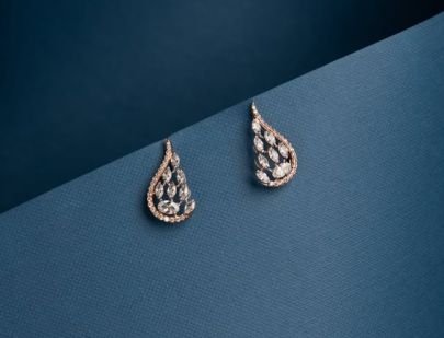 Divine Jewellery Teardrop Leaf Crystal Designer Stud Earrings