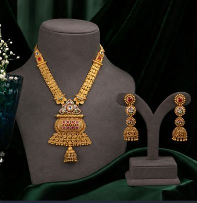 Divine Jewellery Traditional Antique Gold Plated Pendant Necklace Set for Women | Temple Style Ethnic Jewellery with Jhumka Earrings | Bridal Collecti