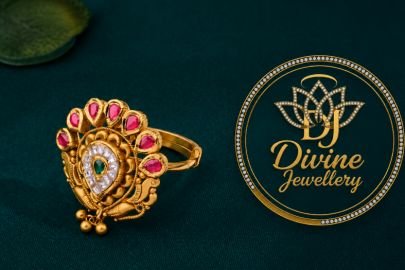 Divine Jewellery Traditional Adjustable Finger Ring for Women & Girls | Gold Plated Antique Floral Design Ring with Pink Stones & Kundan Work | Ethnic