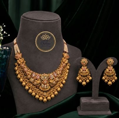 Divine Jewellery Traditional Bridal Necklace Set for Women with Earrings | Gold Plated Stone Studded Ethnic Jewellery Set | Wedding, Festival, Party W