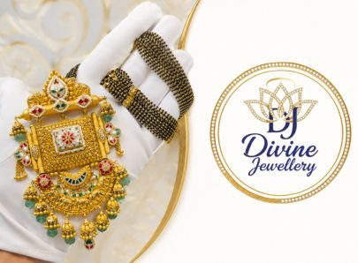 Divine Jewellery Traditional Gold Plated 92.5 Silver Black Beaded Temple Pendant Mangalsutra for Women