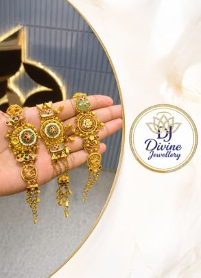 Divine Jewellery Traditional Gold Plated 92.5 Silver Meenakari Designer Bracelet for Women