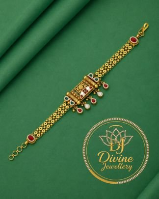 Divine Jewellery Traditional Gold Plated Meenakari Bracelet for Women | 92.5 Silver Designer Ethnic Hand Bracelet