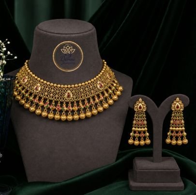 Divine Jewellery Traditional Gold Plated Silver Choker Necklace Set with Long Earrings | Kundan Meenakari Bridal Jewellery for Women